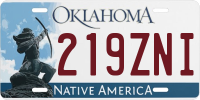 OK license plate 219ZNI