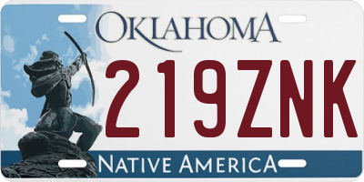 OK license plate 219ZNK