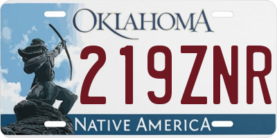 OK license plate 219ZNR