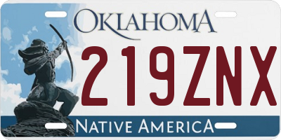 OK license plate 219ZNX