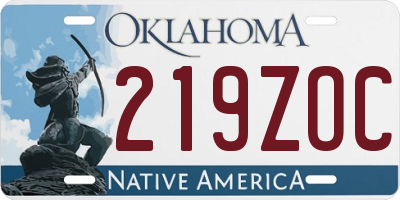 OK license plate 219ZOC
