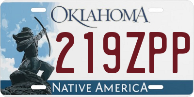 OK license plate 219ZPP