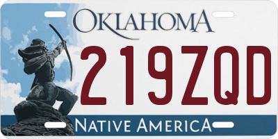 OK license plate 219ZQD