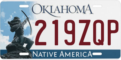 OK license plate 219ZQP