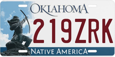 OK license plate 219ZRK