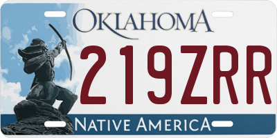 OK license plate 219ZRR