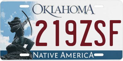 OK license plate 219ZSF