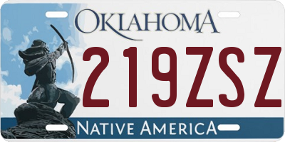 OK license plate 219ZSZ