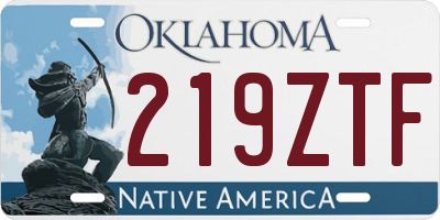 OK license plate 219ZTF