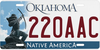 OK license plate 220AAC
