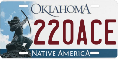 OK license plate 220ACE