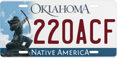 OK license plate 220ACF