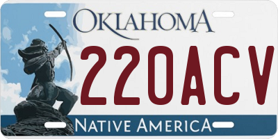 OK license plate 220ACV