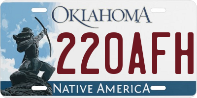 OK license plate 220AFH