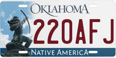 OK license plate 220AFJ