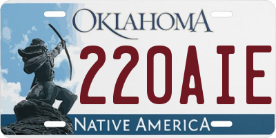 OK license plate 220AIE