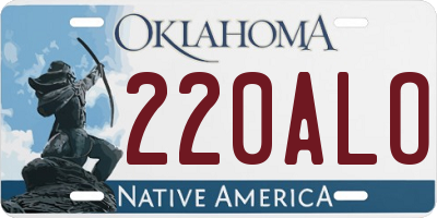 OK license plate 220ALO