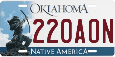 OK license plate 220AON