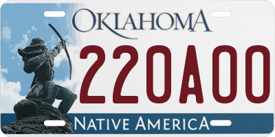 OK license plate 220AOO