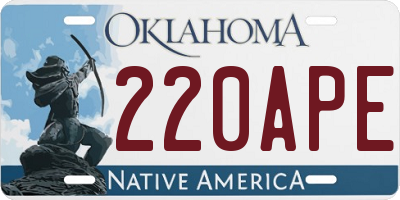 OK license plate 220APE