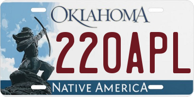 OK license plate 220APL