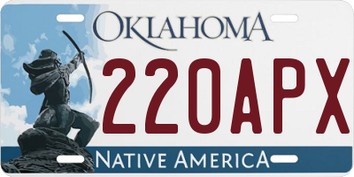 OK license plate 220APX