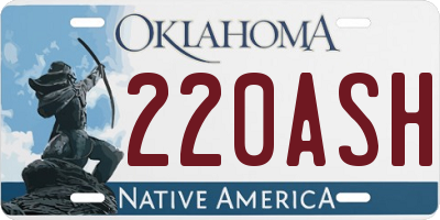 OK license plate 220ASH