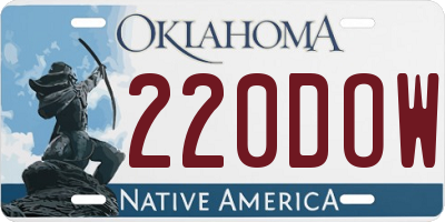 OK license plate 220DOW