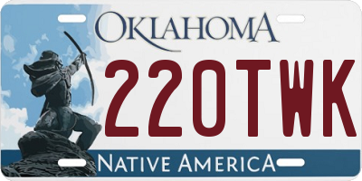 OK license plate 220TWK