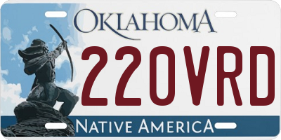 OK license plate 220VRD