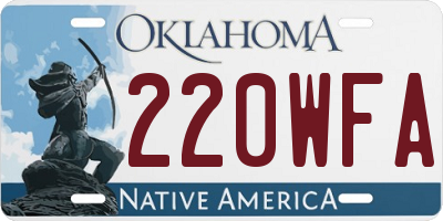 OK license plate 220WFA