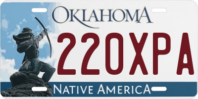 OK license plate 220XPA