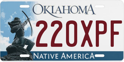 OK license plate 220XPF
