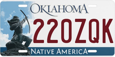 OK license plate 220ZQK