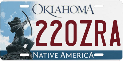 OK license plate 220ZRA