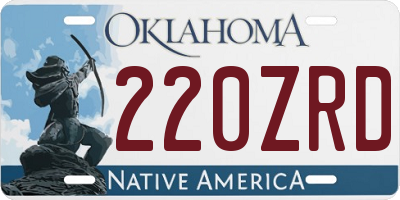 OK license plate 220ZRD