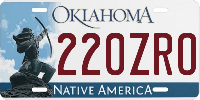 OK license plate 220ZRO