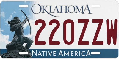 OK license plate 220ZZW