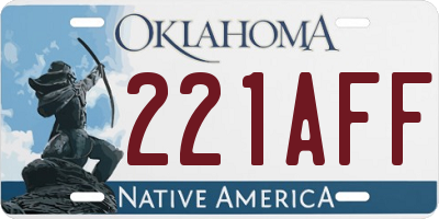 OK license plate 221AFF