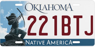 OK license plate 221BTJ
