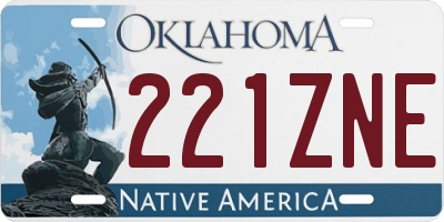 OK license plate 221ZNE