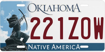 OK license plate 221ZOW
