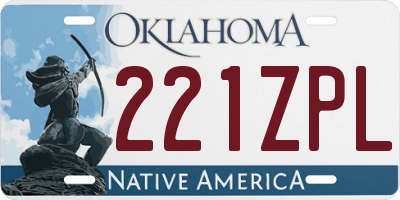 OK license plate 221ZPL