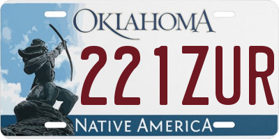 OK license plate 221ZUR