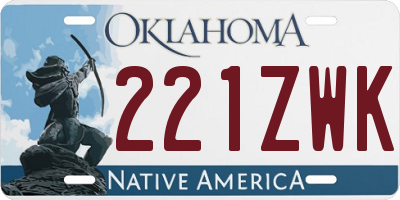 OK license plate 221ZWK