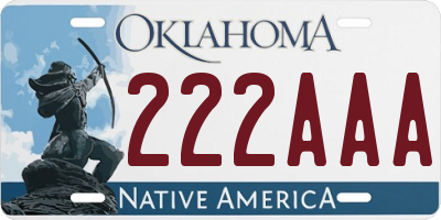 OK license plate 222AAA