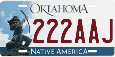 OK license plate 222AAJ