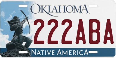 OK license plate 222ABA