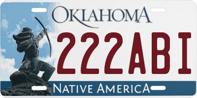 OK license plate 222ABI