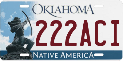 OK license plate 222ACI
